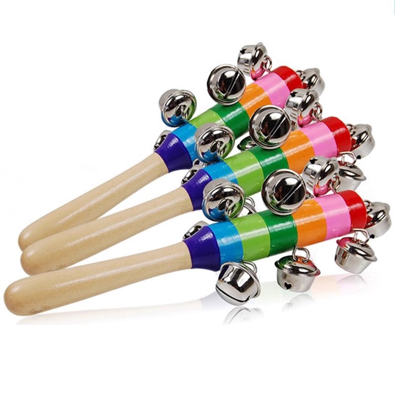 Musical Instrument For Toddlers - 5 adet ahşap Jingle el Bells