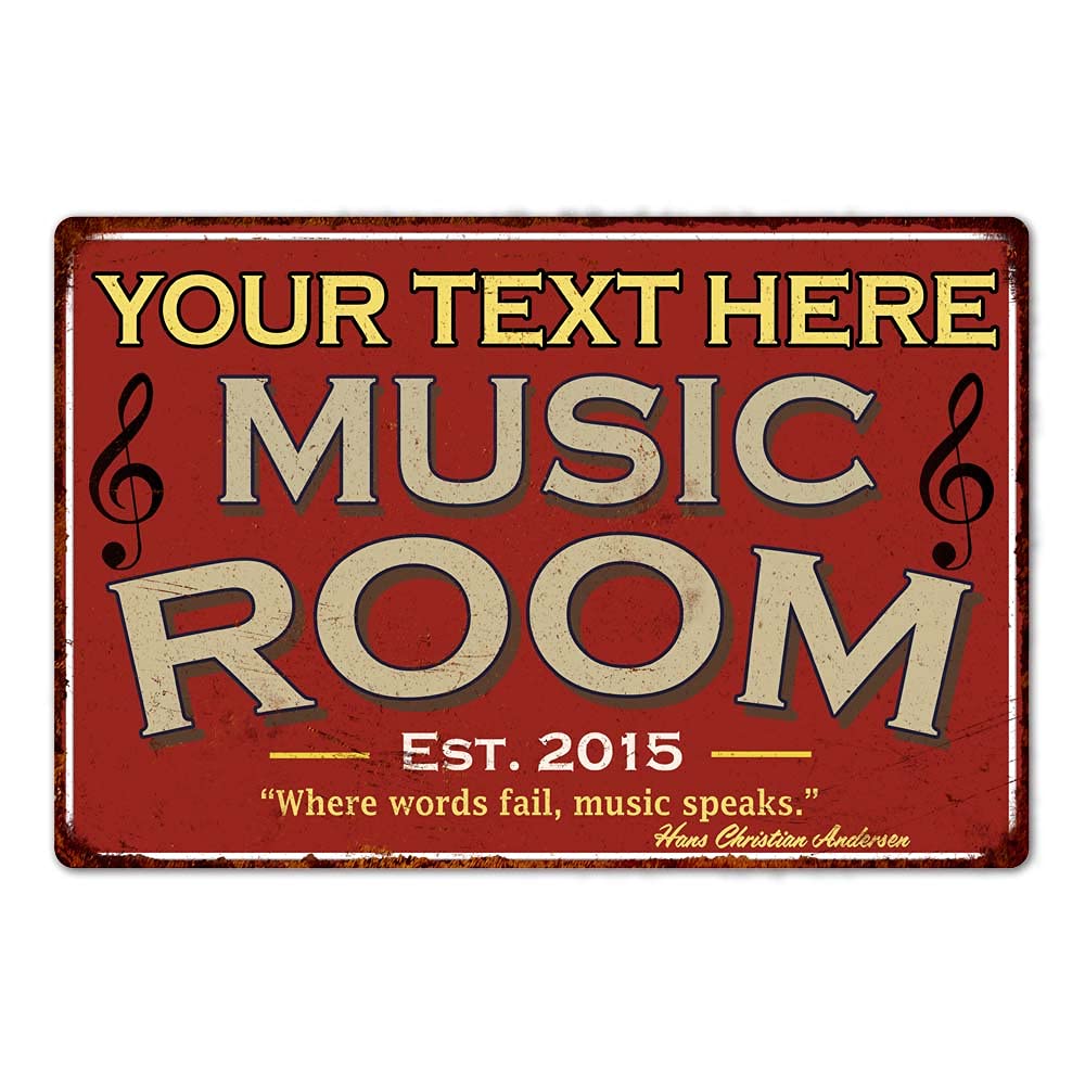 Song With Musical Instrument - Kişiselleştirilmiş Müzik Odası Tabelası Kırmızı Tabelalar