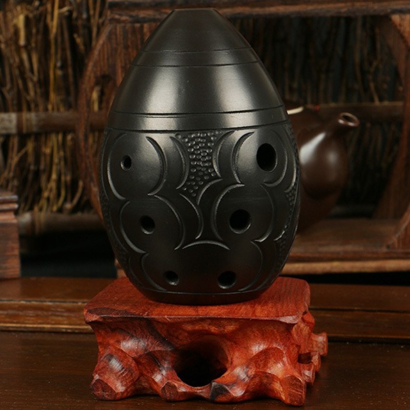 Musical Instrument Gif - 8 Delikli Ocarina Siyah Taşınabilir Seramik