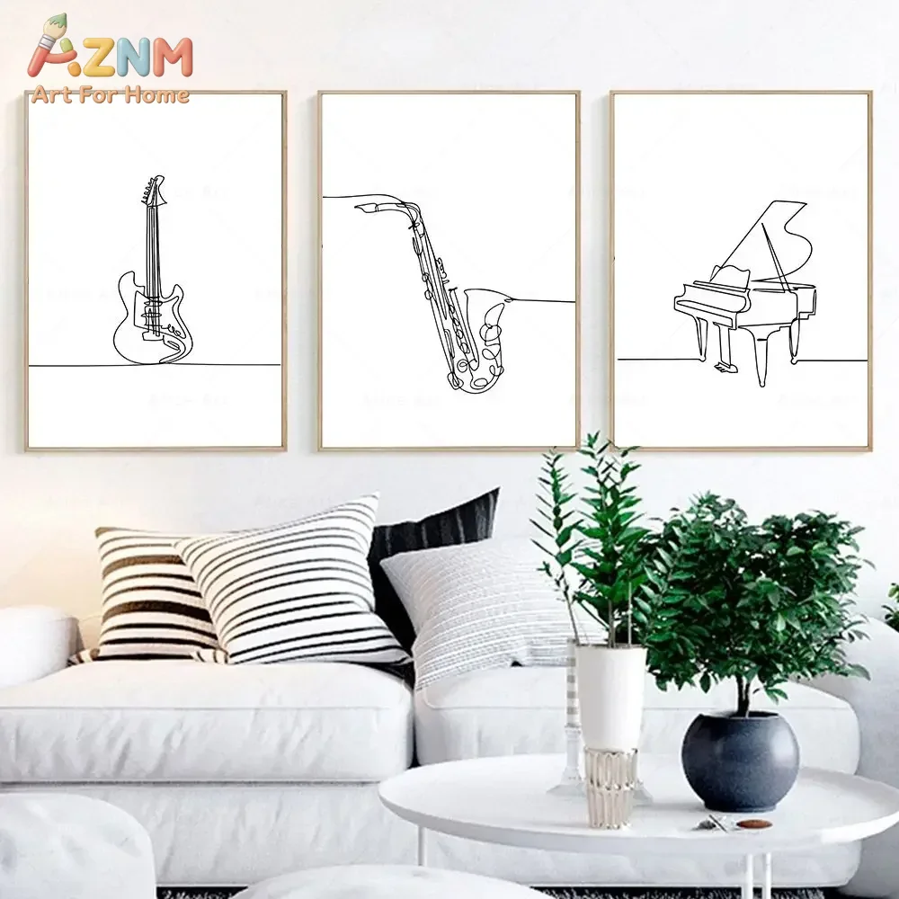 AZNM Minimalist Tek Çizgi Sana - Musical Instrument In Drawing incelemesi ve fiyatı
